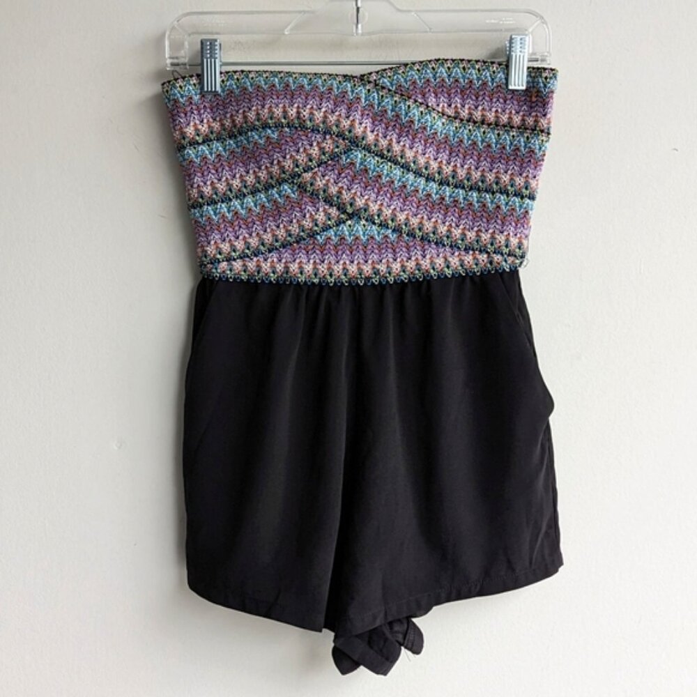 WOW Couture embroidered strapless tube romper